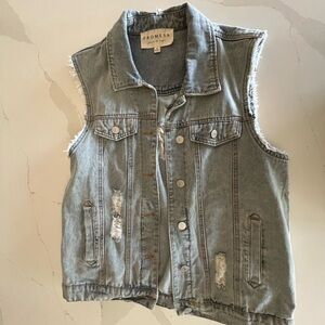 Ponderosa Ripped Jean Oversized Vest New